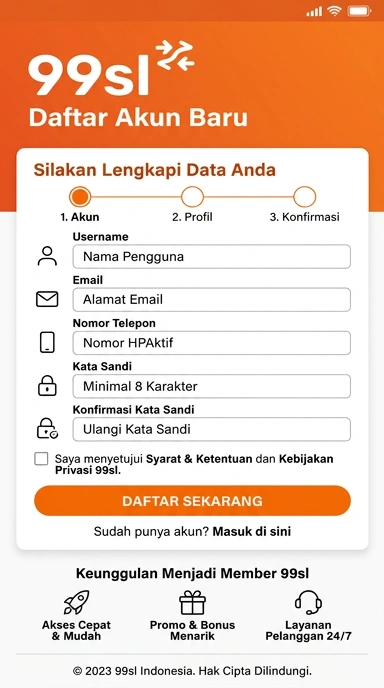 Cara Registrasi Akun 99sl untuk Pengguna Android