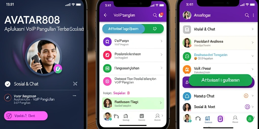 Tampilan antarmuka aplikasi AVATAR808 saat melakukan VoIP Panggilan.