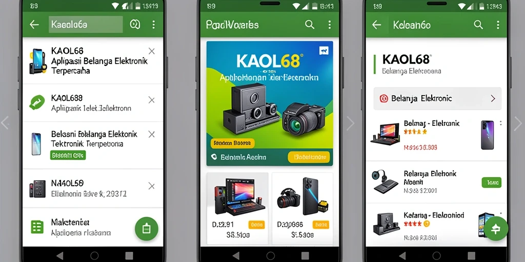 Antarmuka KAOL68 yang sederhana dan mudah digunakan untuk belanja elektronik.