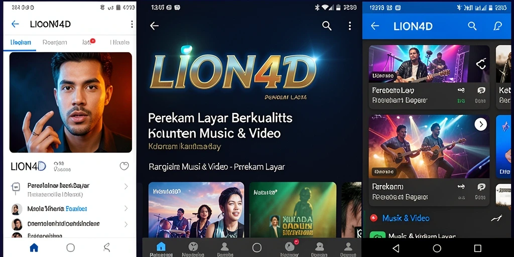 Tampilan antarmuka LION4D saat merekam layar dengan fitur Musik & Video.