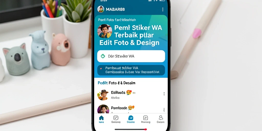 Screenshot aplikasi MABAR88 menampilkan antarmuka Pembuat Stiker WA yang pengguna-friendly.