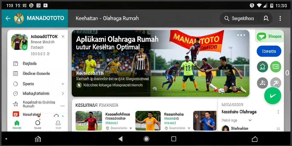 Antarmuka aplikasi MANADOTOTO yang intuitif untuk olahraga rumah.