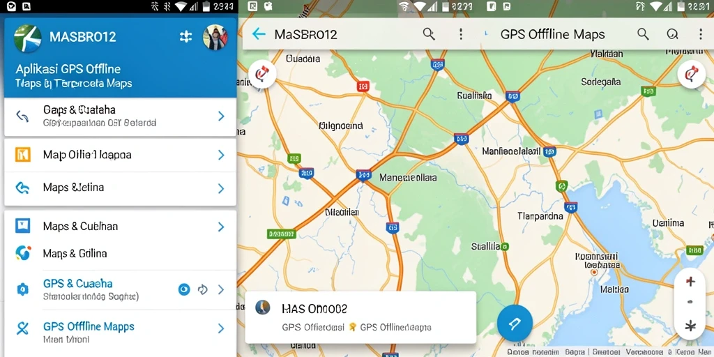 Tampilan antarmuka utama MASBRO12 dengan fitur GPS Offline Maps.