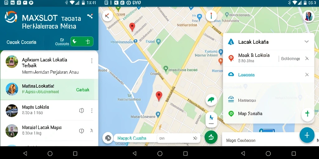 Antarmuka aplikasi Lacak Lokasi MAXSLOT yang mudah digunakan.