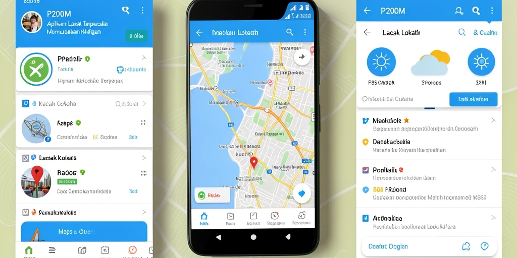 Tampilan antarmuka aplikasi P200M dengan fitur Lacak Lokasi yang mudah digunakan.