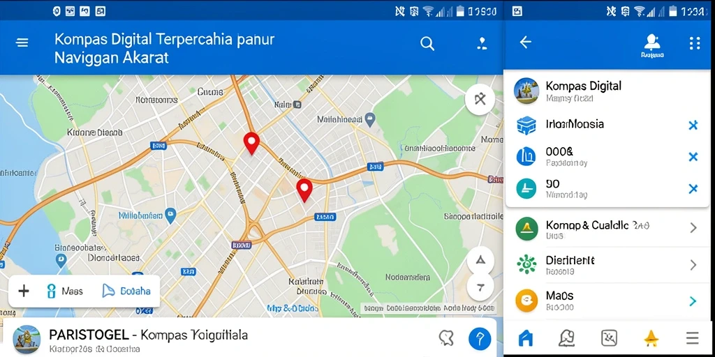 Antarmuka aplikasi PARISTOGEL yang user-friendly untuk navigasi kompas digital.
